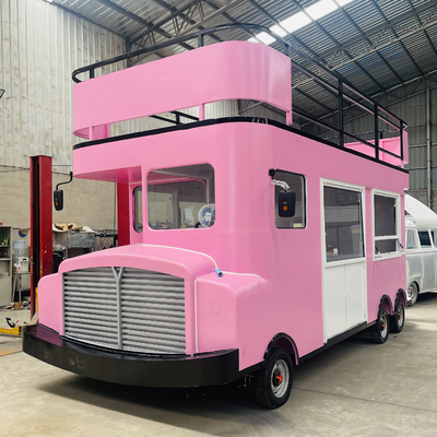 Doppia piattaforma Luxury Truck Trailer per Fast Food Snacks Bevande gelato e torte