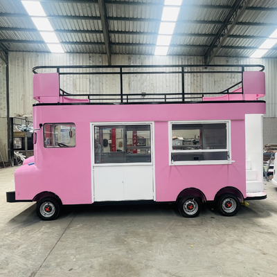 Doppia piattaforma Luxury Truck Trailer per Fast Food Snacks Bevande gelato e torte