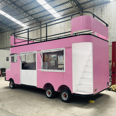 Doppia piattaforma Luxury Truck Trailer per Fast Food Snacks Bevande gelato e torte