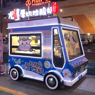 4 ruote stradali carrello di cibo per strada per mobile gelato bevande fredde succo di frutta birra latte tè caffè snack catering