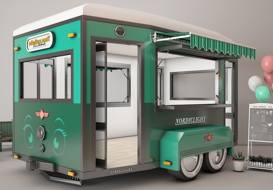 Camion di fast food con materie prime di grano e caffè caldo