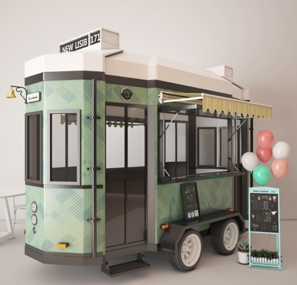 Camion di fast food con materie prime di grano e caffè caldo