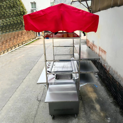 Catering Commerciale Acciaio inossidabile Street Food Snack Friggitrice Grill Barbecue Trolley Handcart
