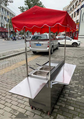 Catering Commerciale Acciaio inossidabile Street Food Snack Friggitrice Grill Barbecue Trolley Handcart
