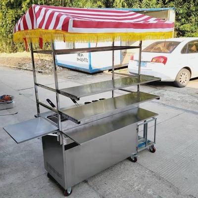 110v/220v Mobile in acciaio inossidabile Street Food Snack Gas Trolley Handcart Cart 2023