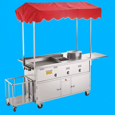 110v/220v Mobile in acciaio inossidabile Street Food Snack Gas Trolley Handcart Cart 2023