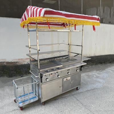 110v/220v Mobile in acciaio inossidabile Street Food Snack Gas Trolley Handcart Cart 2023