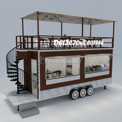 40 chilometri all'ora Mobile Coffee House Fast Food Restaurant Trailer con secondo piano