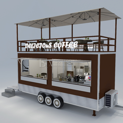 40 chilometri all'ora Mobile Coffee House Fast Food Restaurant Trailer con secondo piano