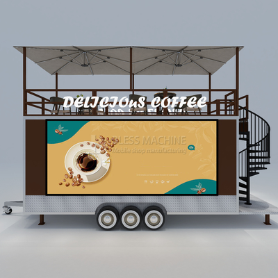 40 chilometri all'ora Mobile Coffee House Fast Food Restaurant Trailer con secondo piano