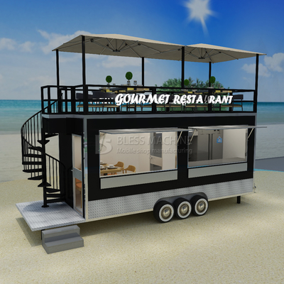 40 chilometri all'ora Mobile Coffee House Fast Food Restaurant Trailer con secondo piano