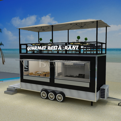 40 chilometri all'ora Mobile Coffee House Fast Food Restaurant Trailer con secondo piano