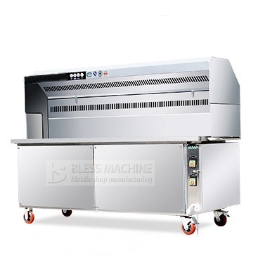 Carrozzina per barbecue senza fumo a 4 ruote con supporto tecnico video e garanzia commerciale