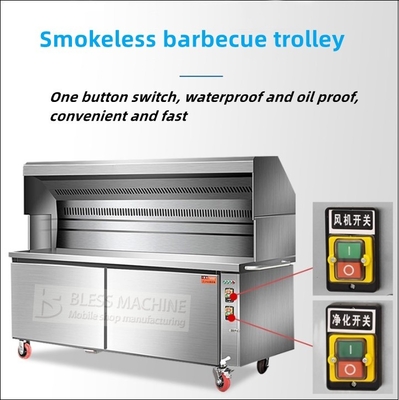 Carrozzina per barbecue senza fumo a 4 ruote con supporto tecnico video e garanzia commerciale