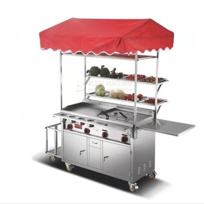 2022 Multipurpose Mobile in acciaio inossidabile Street Food Snack Trolley Handcart personalizzato