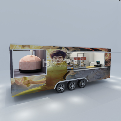 Customized Multipurpose Mobile Square Style Kung Fu Artes marziali Pizza Food Tow Trailer