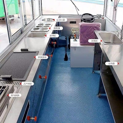 Stall elettrico personalizzato per snack con pista alimentare mobile e sala da pranzo multifunzione