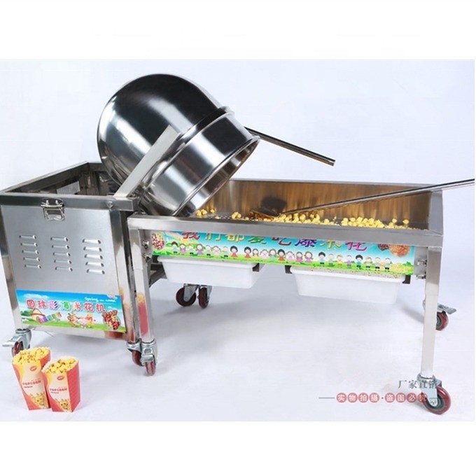 Macchina per popcorn a gas automatico commerciale a stiratura manuale o a motore elettrico con CE e ISO