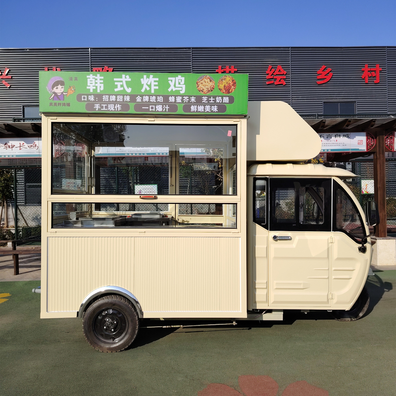 Triciclo elettrico multifunzionale da 3,0 kW per vendite mobili di fast food bevande e snack