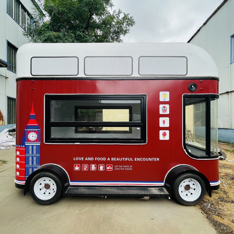 Vendite mobili Insalate di frutta Caffè Latte Tè Birra Gelato Disegno Camion Camper