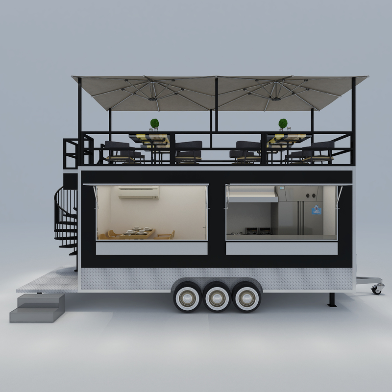 40 chilometri all'ora Al secondo piano Multipurpose Mobile Restaurant Cafe Fast Food Shop Trailer